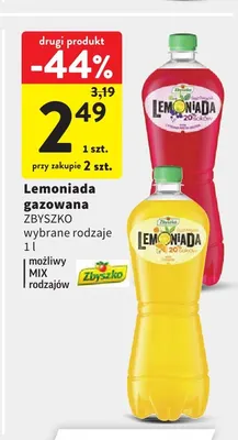Lemoniada gazowana Zbyszko cytrynowa promocja w Intermarche