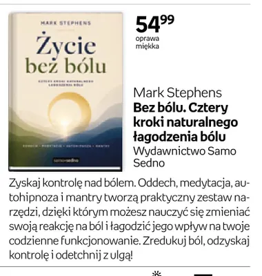 Książka Bez bólu. Cztery kroki naturalnego łagodzenia bólu Mark Stephens promocja w Empik