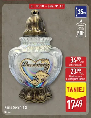 Znicz Serce Xxl 35 cm promocja w Aldi