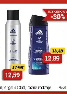 Deo a/p 50/ 150ml, s/gel 400ml, różne rodzaje Adidas promocja w Drogeria Kosmyk