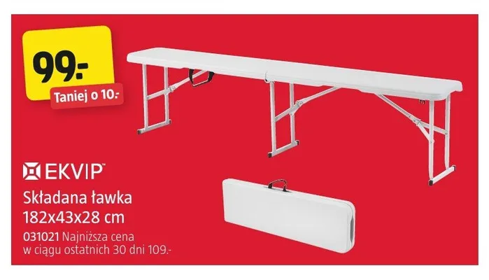Składana ławka EKVIP 182x43x28 cm promocja w Jula