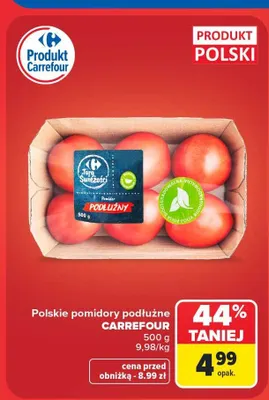 Pomidory podłużne Carrefour polskie promocja w Carrefour Market