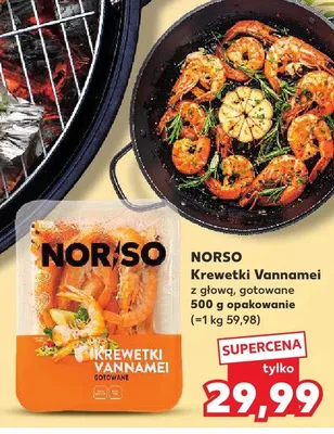 Krewetki Vannamei z głową gotowane Norso promocja w Kaufland