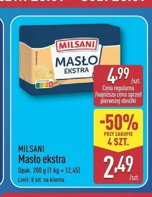 Masło ekstra Milsani promocja w Aldi
