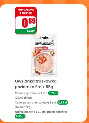 Owsianka truskawka poziomka Emix promocja w Dino
