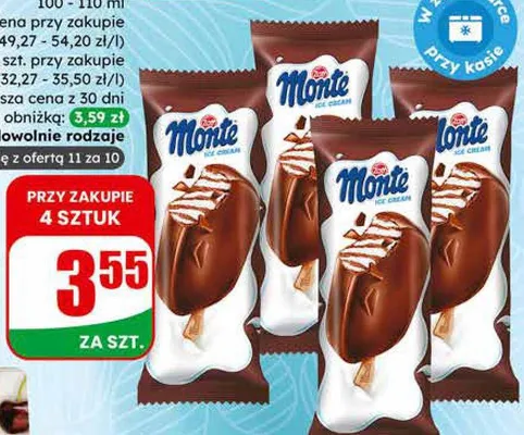 Lody na patyku Monte Zott promocja w Dino