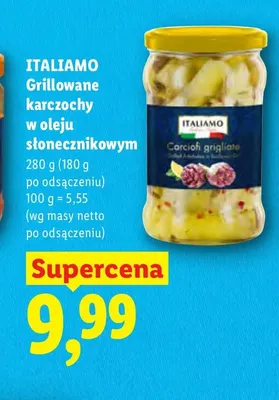 Grillowane karczochy w oleju słonecznikowym Italiamo promocja w Lidl