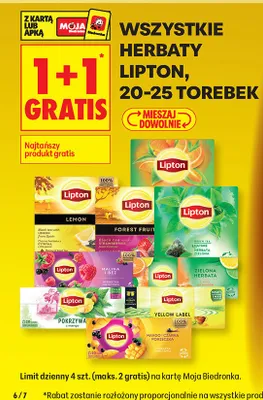 Herbata 20-25 torebek 1+1 GRATIS promocja w Biedronka