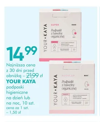 Podpaski higieniczne na noc Your Kaya promocja w Super-Pharm
