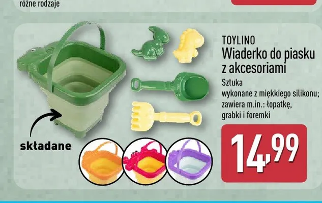 Wiaderko do piasku z akcesoriami składane Toylino promocja w Aldi