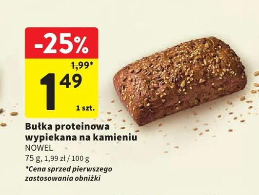 Bułka proteinowa wypiekana na kamieniu Nowel promocja w Intermarche