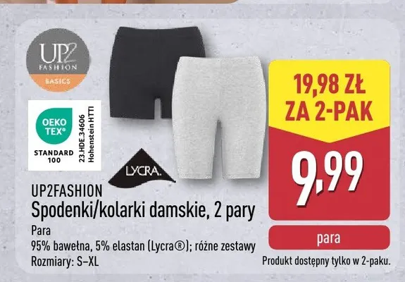 Spodenki/kolarki damskie UP2FASHION 2-pak promocja w Aldi