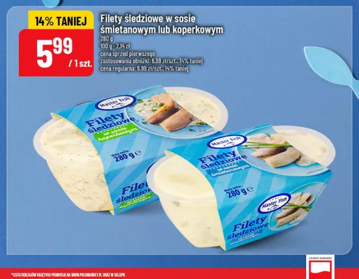 Filety śledziowe w sosie koperkowym Master Fish promocja w POLOmarket