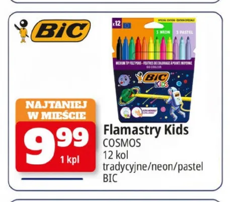 Flamastry Kids Cosmos neon 12 kolorów BIC promocja w Leclerc
