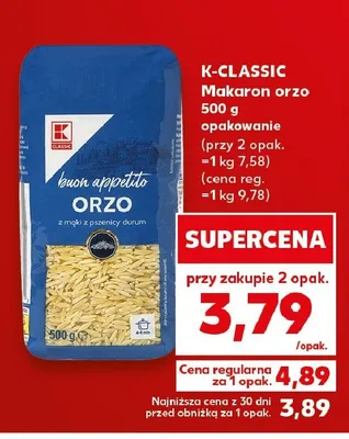 Makaron orzo K-Classic promocja w Kaufland