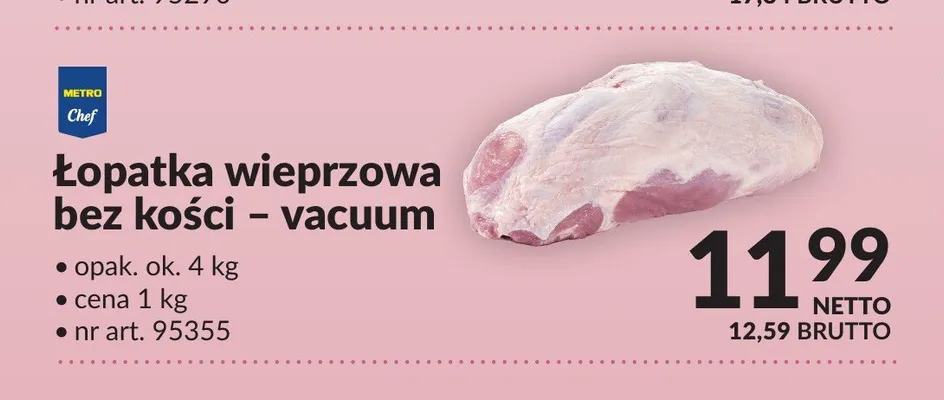 Łopatka wieprzowa bez kości - vacuum promocja w Makro