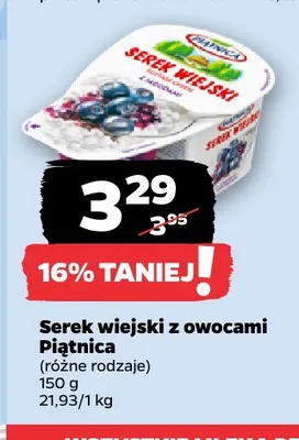 Serek wiejski z owocami Piątnica promocja w Netto