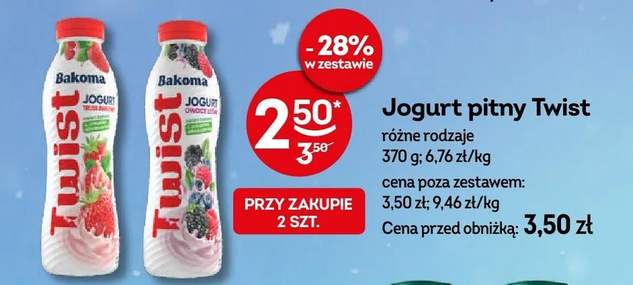 Jogurt pitny Twist różne rodzaje promocja w Żabka