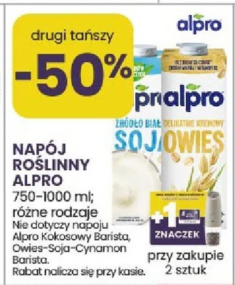 Napój roślinny Alpro sojowies promocja w Stokrotka