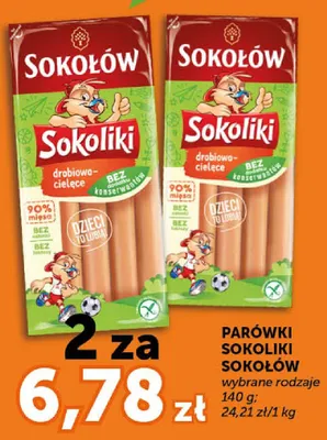 Parówki Sokoliki drobiowo-cielęce Sokołów promocja w ABC