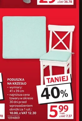 Poduszka na krzesło 41x39cm promocja w Selgros