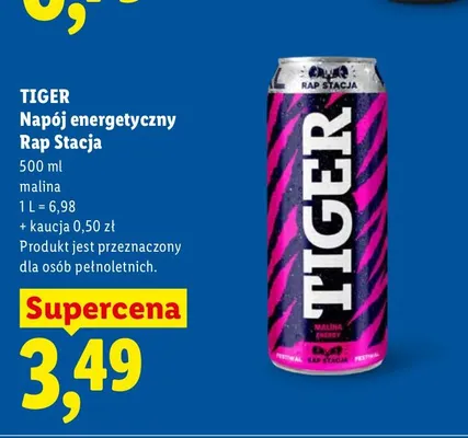 Napój energetyczny Tiger Rap Stacja malina promocja w Lidl