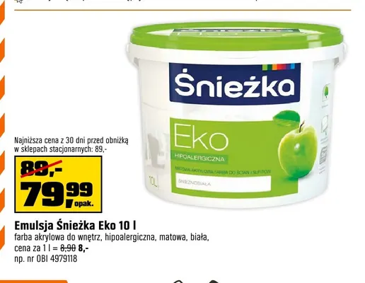 Emulsja Śnieżka Eko promocja w OBI