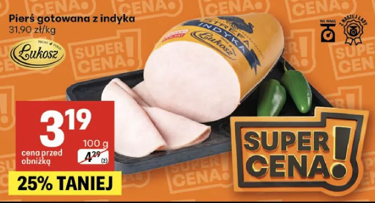 Pierś gotowana z indyka promocja w Delikatesy Centrum