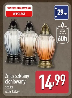 Znicz szklany cieniowany promocja w Aldi