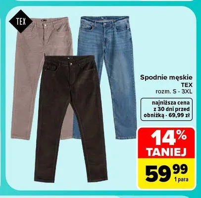 Spodnie męskie TEX promocja w Carrefour