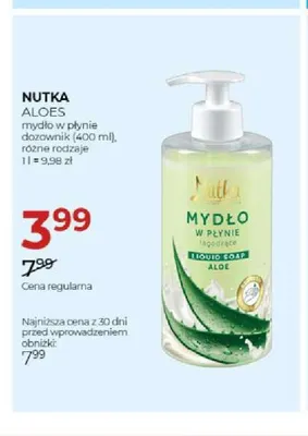 Mydło w płynie z dozownikiem Nutka Aloes promocja w Drogerie Jawa