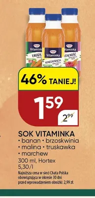 Sok Vitaminka truskawka Hortex promocja w Chata Polska