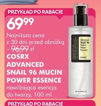 Nawilżająca esencja do twarzy Advanced Snail 96 Mucin Power Essence Cosrx promocja w Super-Pharm