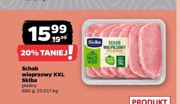 Schab wieprzowy XXL Skiba plastry promocja w Netto