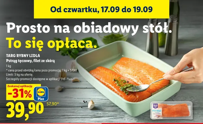 Pstrąg tęczowy filet ze skórą Targ Rybny Lidla promocja w Lidl