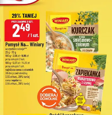 Pomysł na kurczak w sosie śmietanowo-ziołowym Winiary promocja w POLOmarket