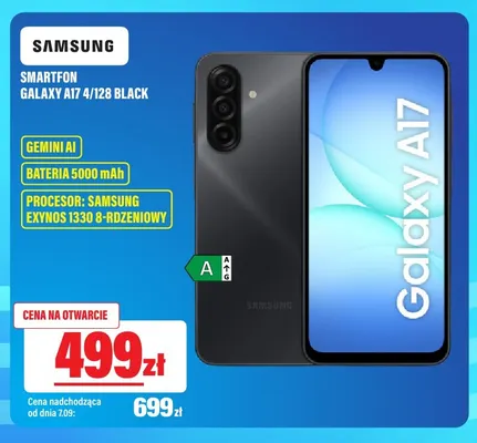 Smartfon Samsung Galaxy A17 4/128 Black promocja w RTV EURO AGD