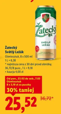 Piwo Żatecký Světlý Ležák promocja w Lidl