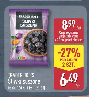 Śliwki suszone Trader Joe's promocja w Aldi