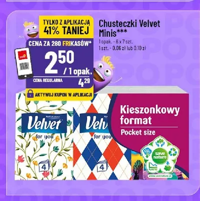 Chusteczki higieniczne Velvet Minis promocja w POLOmarket
