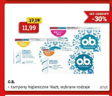 Tampony higieniczne O.B. ProComfort Ultimate Comfort promocja w Drogeria Kosmyk