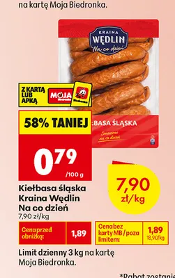 Kiełbasa śląska Kraina Wędlin Na co dzień promocja w Biedronka