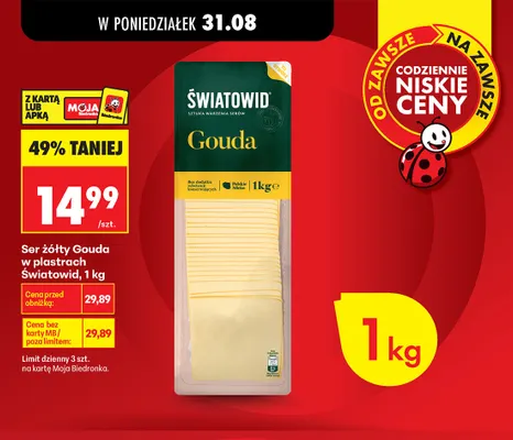 Ser gouda w plastrach Światowid promocja w Biedronka