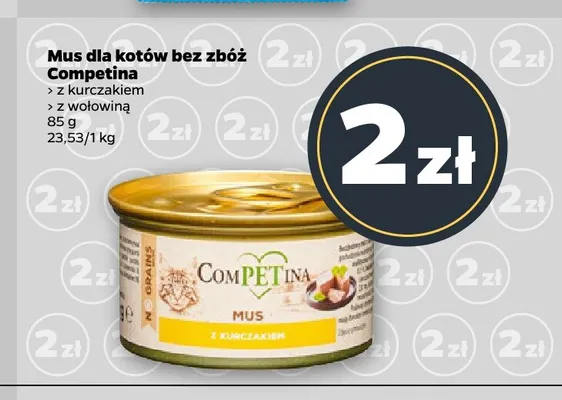 Mus dla kotów bez zbóż z kurczakiem Competina promocja w Netto