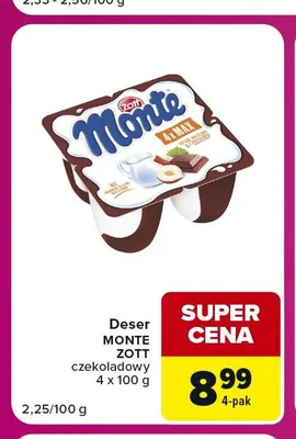 Deser Monte Zott czekoladowy 4-pak promocja w Carrefour Market