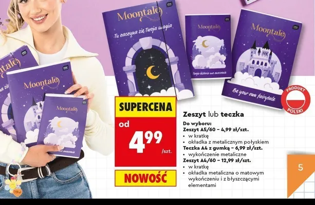 Zeszyt A4 60 kartek Moontale Kayet promocja w Biedronka