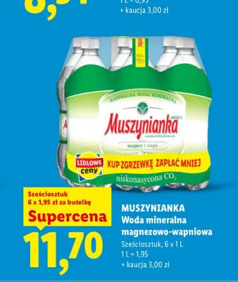 Woda mineralna gazowana magnezowo-wapniowa Muszynianka 6-pak promocja w Lidl