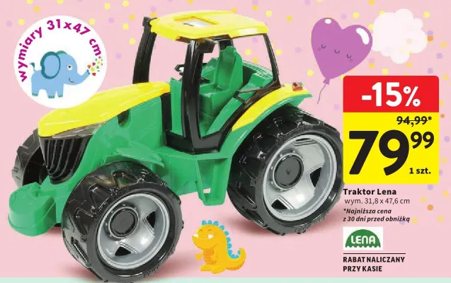 Traktor LENA 31,8x47,6cm promocja w Intermarche
