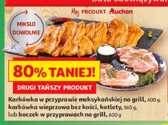Karkówka wieprzowa bez kości kotlety Mój Produkt Auchan promocja w Auchan