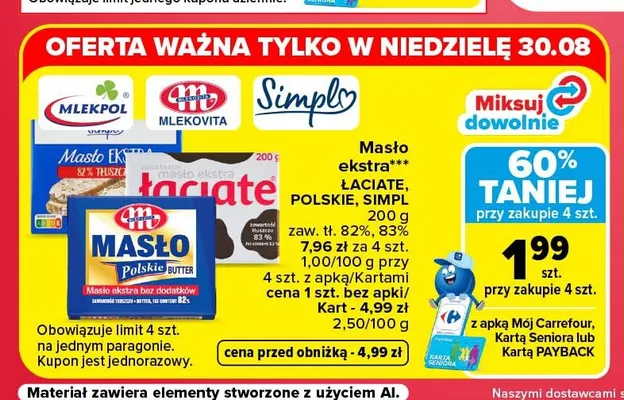Masło ekstra Simpl promocja w Carrefour Market
